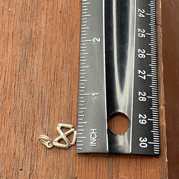 Vintage 925 Sterling Silver Embroidery Two Sided Italian Stitch Pendant Charm - Picture 3 of 4